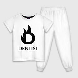 Пижама хлопковая детская Пламенная D стоматолог, цвет: белый