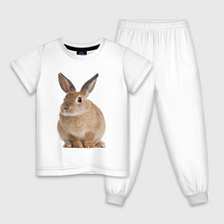 Пижама хлопковая детская Бежевый кролик, цвет: белый