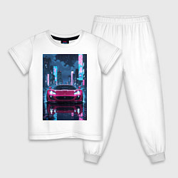 Детская пижама Вишневый спорткар по мокрой дороге