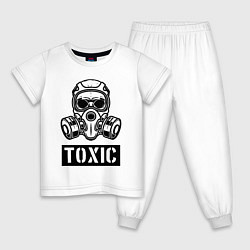 Пижама хлопковая детская Череп в противогазе - токсично, цвет: белый