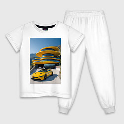Детская пижама Желтый суперкар у дома