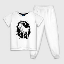 Пижама хлопковая детская Черный козёл в черном пятне, цвет: белый