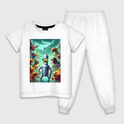 Пижама хлопковая детская Bender bending robot among the monsters - ai art f, цвет: белый