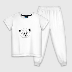 Пижама хлопковая детская Геометрическая морда медведя, цвет: белый