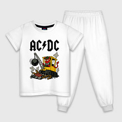 Пижама хлопковая детская ACDC Ballbreaker World Tour, цвет: белый