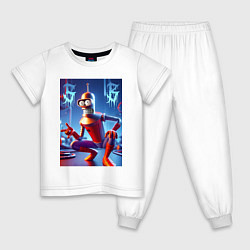Пижама хлопковая детская Бендер-паук мем коллаба, цвет: белый