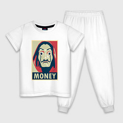 Пижама хлопковая детская Money, цвет: белый