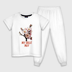Пижама хлопковая детская My great may - сакура, цвет: белый