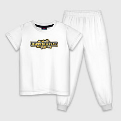 Пижама хлопковая детская Счастья в новый год, цвет: белый