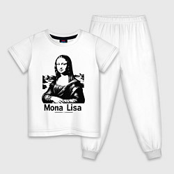 Пижама хлопковая детская Мона Лиза графическая интерпретация, цвет: белый