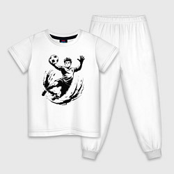 Пижама хлопковая детская Вратарь ловит мяч, цвет: белый