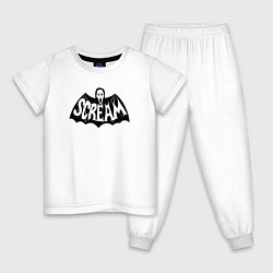 Пижама хлопковая детская Scream bat, цвет: белый