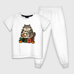 Пижама хлопковая детская Я уже начал праздновать, цвет: белый