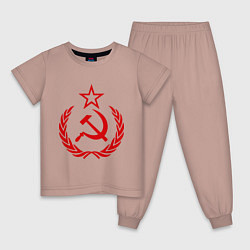 Пижама хлопковая детская СССР герб, цвет: пыльно-розовый