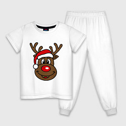 Пижама хлопковая детская Рождественский олень, цвет: белый