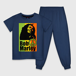 Пижама хлопковая детская Bob Marley: Jamaica, цвет: тёмно-синий