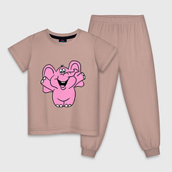 Пижама хлопковая детская Розовый слон, цвет: пыльно-розовый
