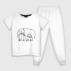 Пижама хлопковая детская Сколько ног у слона, цвет: белый