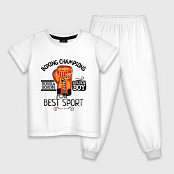 Пижама хлопковая детская Golden Boy: Best Sport, цвет: белый