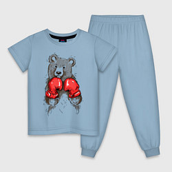 Пижама хлопковая детская Bear Boxing, цвет: мягкое небо