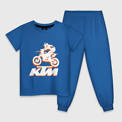 Пижама хлопковая детская KTM белый, цвет: синий