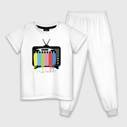 Пижама хлопковая детская Телевизор, цвет: белый