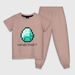 Пижама хлопковая детская Minecraft Diamond, цвет: пыльно-розовый