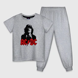 Пижама хлопковая детская AC/DC Madness, цвет: меланж
