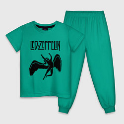 Пижама хлопковая детская Led Zeppelin Swan, цвет: зеленый