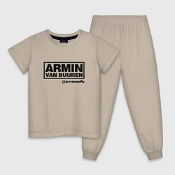 Пижама хлопковая детская Armin van Buuren, цвет: миндальный