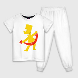 Пижама хлопковая детская Барт с полотенцем, цвет: белый
