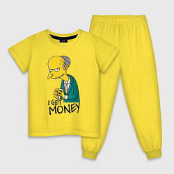 Пижама хлопковая детская Mr. Burns: I get money, цвет: желтый