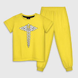 Пижама хлопковая детская Эмблема, цвет: желтый