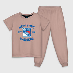 Пижама хлопковая детская New York Rengers, цвет: пыльно-розовый