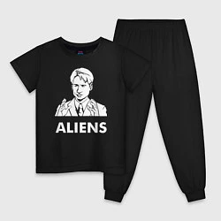 Пижама хлопковая детская Mulder Aliens, цвет: черный
