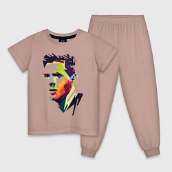 Пижама хлопковая детская Lionel Messi: fun-art, цвет: пыльно-розовый