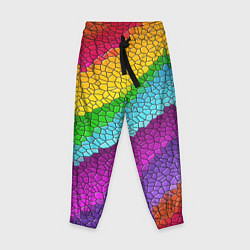 Детские брюки Яркая мозаика радуга диагональ