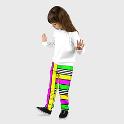 Брюки детские Полосатый неоновый модный узор, цвет: 3D-принт — фото 2