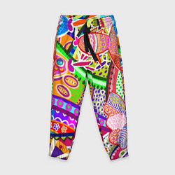 Детские брюки Разноцветные яркие рыбки на абстрактном цветном фо