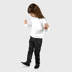 Брюки детские Цветочный орнамент белый на черном, цвет: 3D-принт — фото 2