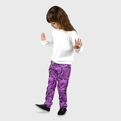 Брюки детские Фиолетовые цветы паттерн, цвет: 3D-принт — фото 2