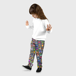 Брюки детские Значки на скины Бравл Старс Brawl Серый градиент П, цвет: 3D-принт — фото 2