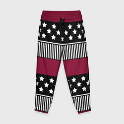 Брюки детские Burgundy black striped pattern, цвет: 3D-принт