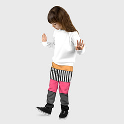 Брюки детские Полосатый узор желтые розовые черные полосы, цвет: 3D-принт — фото 2