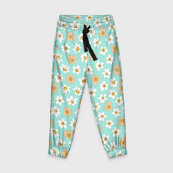 Детские брюки Цветок скетч белый и красный