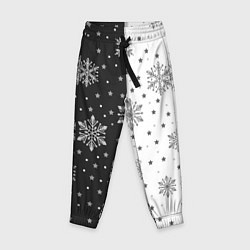 Детские брюки Рождественские снежинки на черно-белом фоне