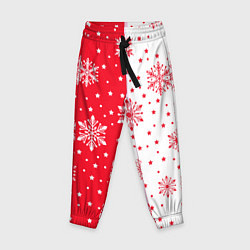 Детские брюки Рождественские снежинки на красно-белом фоне