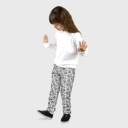 Брюки детские Улыбка пианиста, узор на белом фоне, цвет: 3D-принт — фото 2