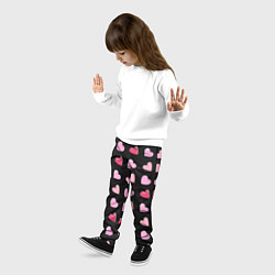 Брюки детские Валентинки на черном фоне, цвет: 3D-принт — фото 2