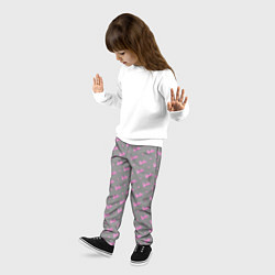 Брюки детские Паттерн - Барби и серый фон, цвет: 3D-принт — фото 2